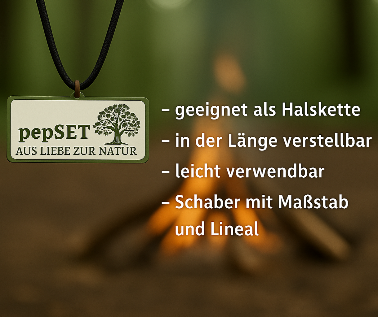 Feuerstarter / Feuerstahl mit Paracord Halsband und Zunder