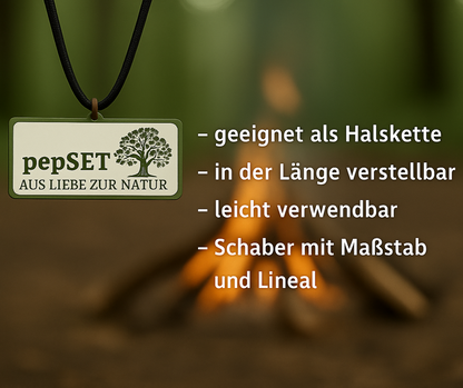 Feuerstarter / Feuerstahl mit Paracord Halsband und Zunder