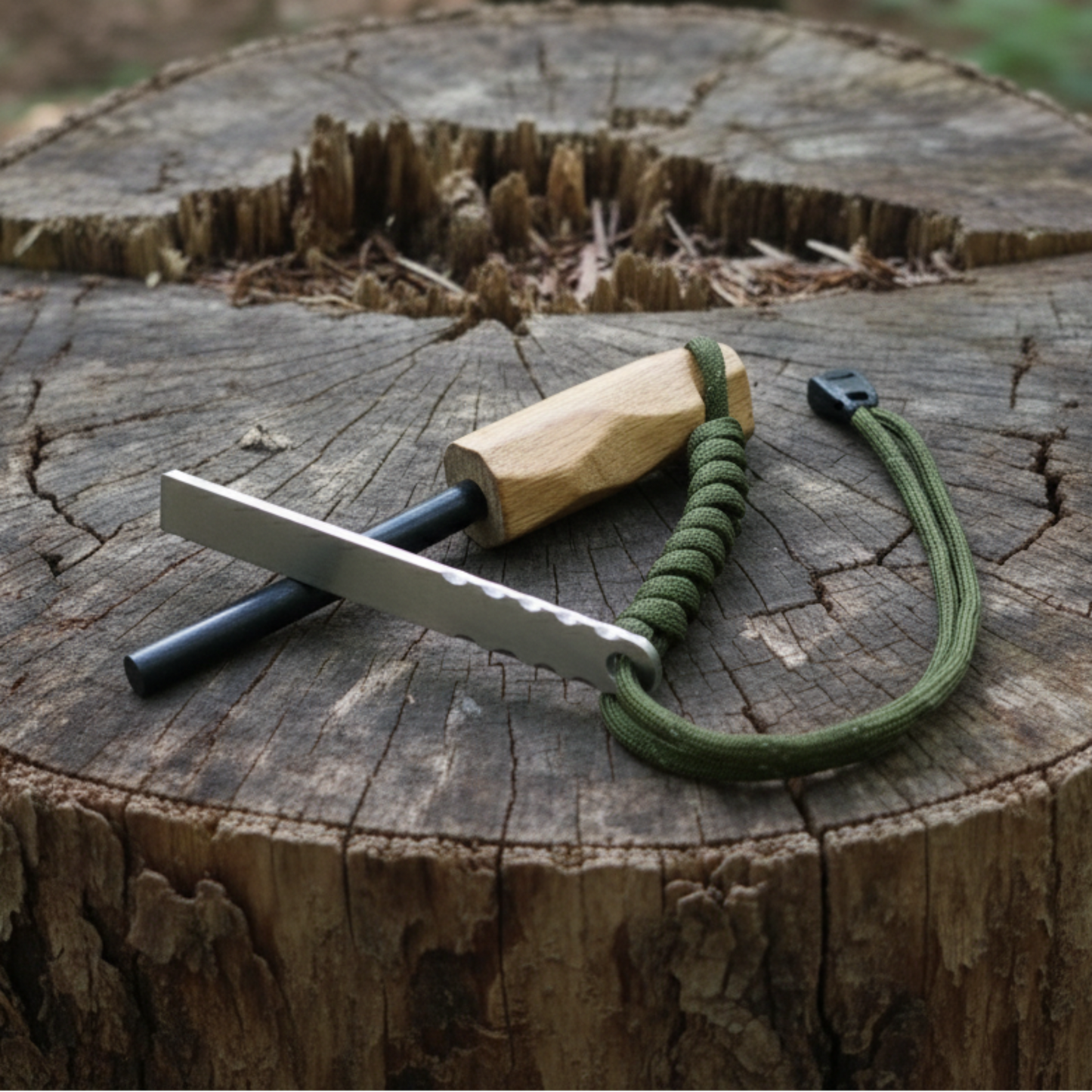 Profi Feuerstahl / Feuerstarter mit Zunder & Gürteltasche